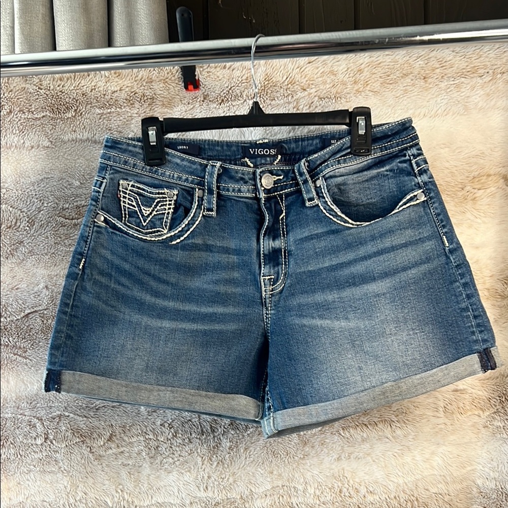 Vigoss Blue Jean Shorts with Raw Hem L